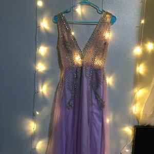 Floor length lilac dress